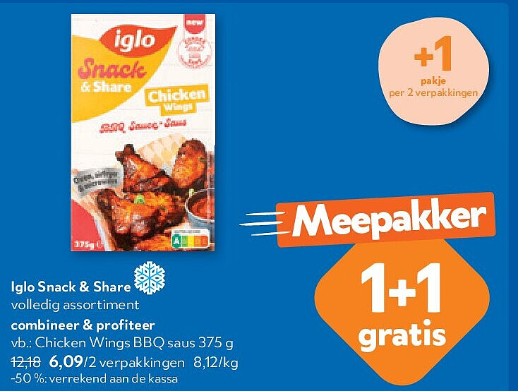 Iglo Snack & Share Chicken Wings BBQ saus 375 g