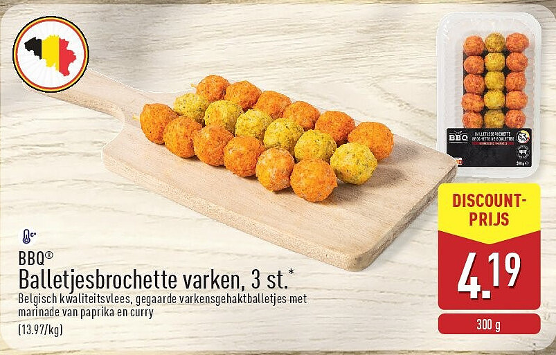 Balletjesbrochette varken, 3st.*