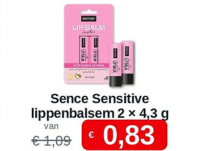 Sence Sensitive lippenbalsem 2 × 4,3 g