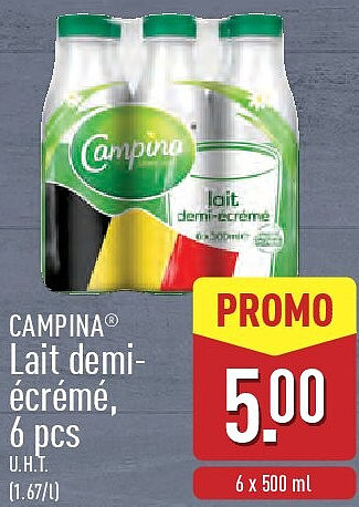 Lait demiécrémé, 6pcs
