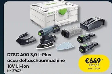 DTSC 400 3,0 1-Plus accu deltaschuurmachine 18V Li-ion Nr. 37676