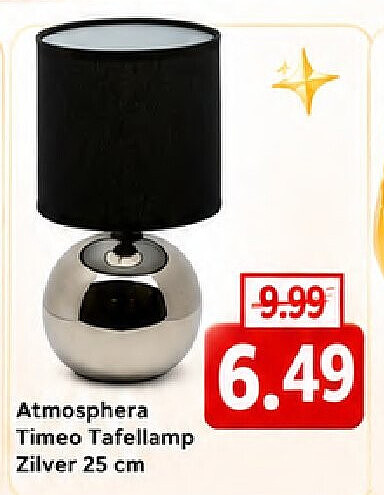 Atmosphera Timeo Tafellamp Zilver 25 cm
