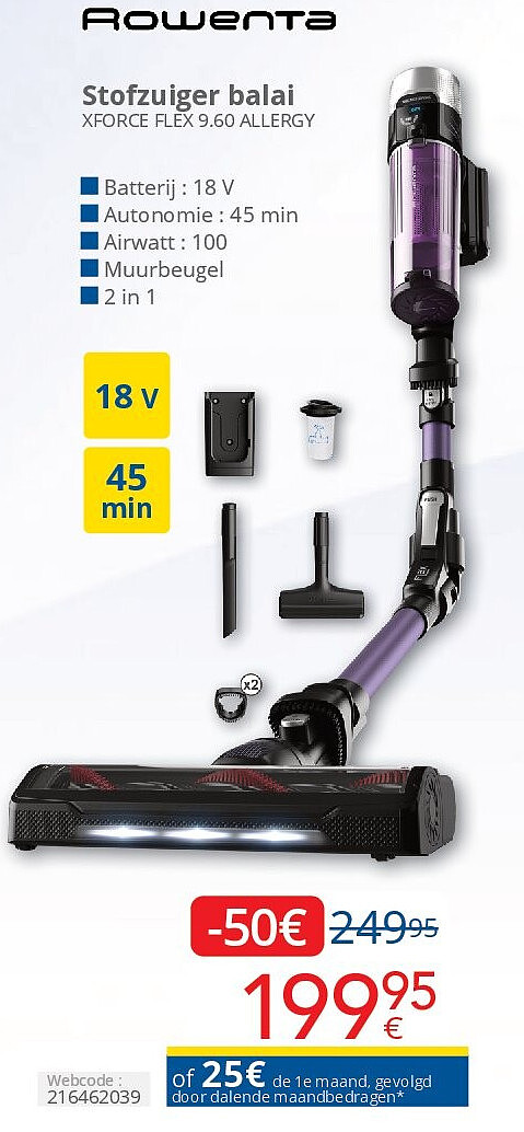Stofzuiger balai XFORCE FLEX 9.60 ALLERGY