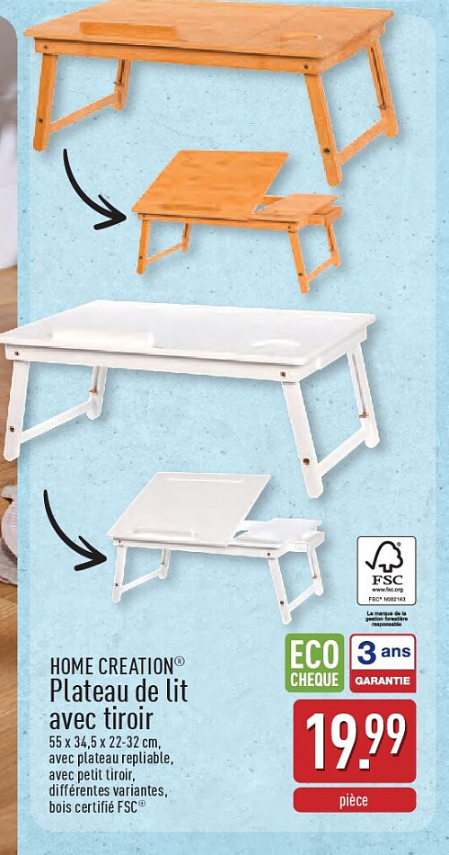 Plateau de lit avec tiroir