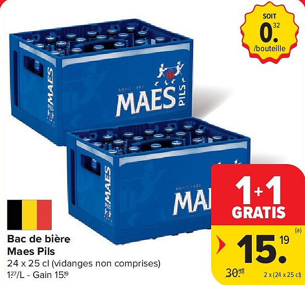 Bac de bière Maes Pils 2 x (24 x 25 cl)