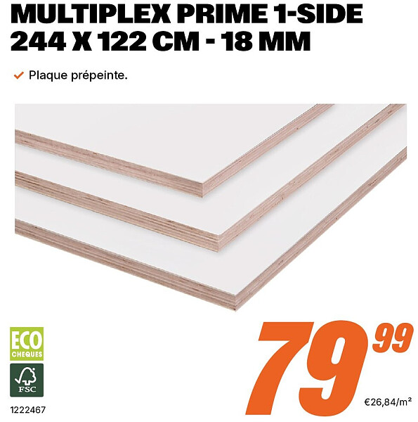MULTIPLEX PRIME 1-SIDE 244 X 122 CM - 18 MM