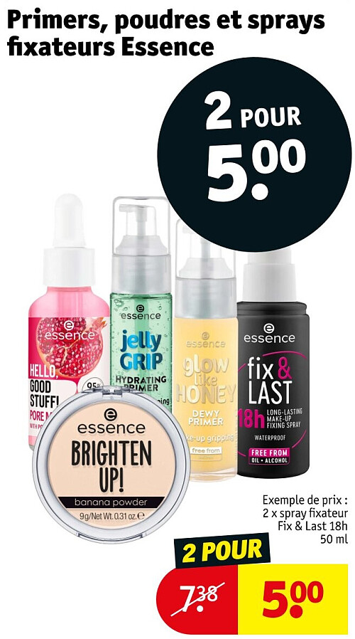 Primers, poudres et sprays fixateurs Essence 2 POUR