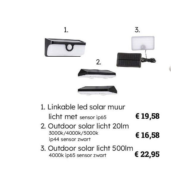 2. Outdoor solar licht 20lm 3000k/4000k/5000k ip44 sensor zwart