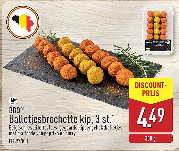 Balletjesbrochette kip, 3st.*