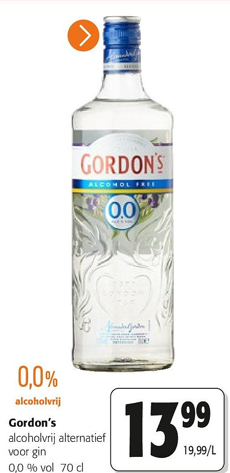 Gordon’s alcoholvrij alternatief voor gin 0,0 % vol 70 cl