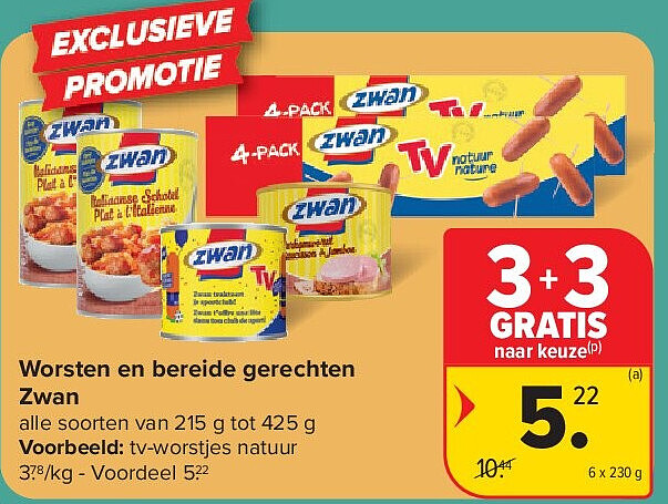 Worsten en bereide gerechten Zwan