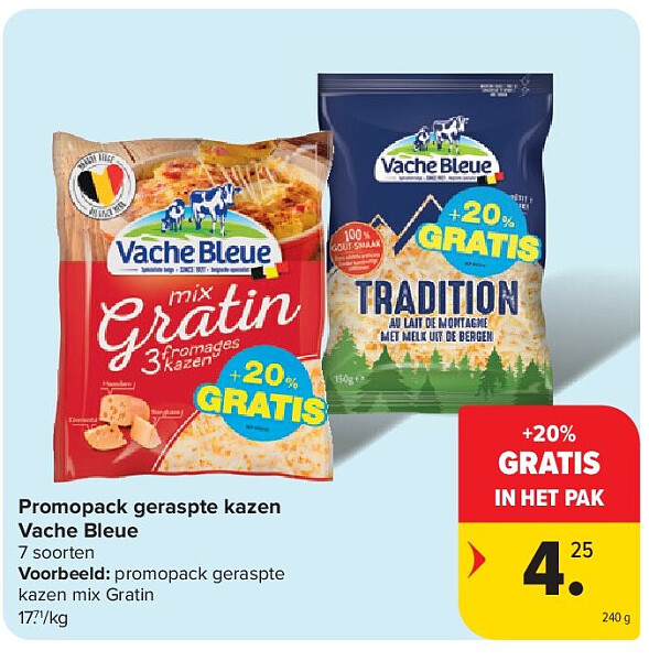Promopack geraspte kazen Vache Bleue