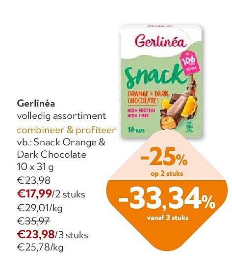Gerlinéa Snack Orange & Dark Chocolate 10 x 31 g