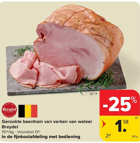 Gerookte beenham van varken van weleer Breydel
