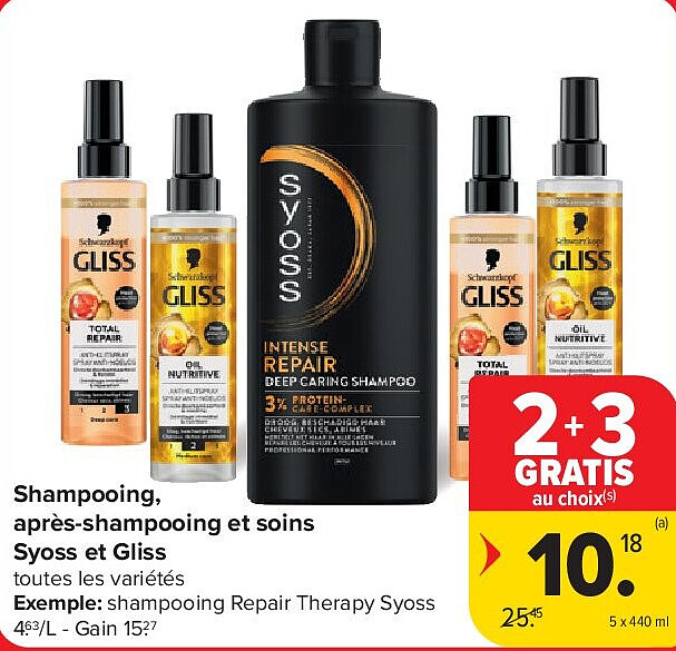 Shampooing, après-shampooing et soins Syoss et Gliss 5 x 440 ml