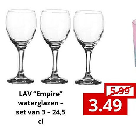 LAV “Empire” waterglazen – set van 3 – 24,5 cl