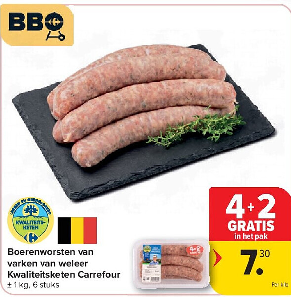 Boerenworsten van varken van weleer Kwaliteitsketen Carrefour