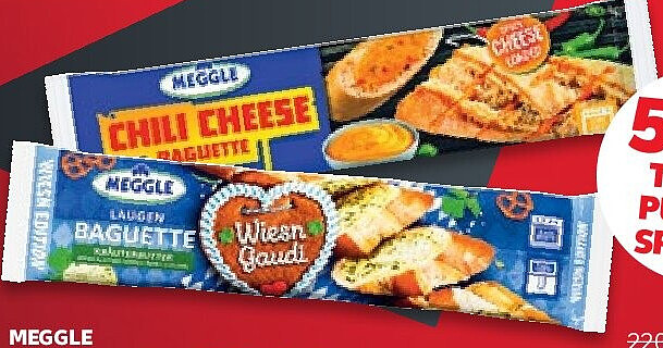 MEGGLE Laugenbaguette mit Kräuterbutter oder Chili-Cheese-Baguette