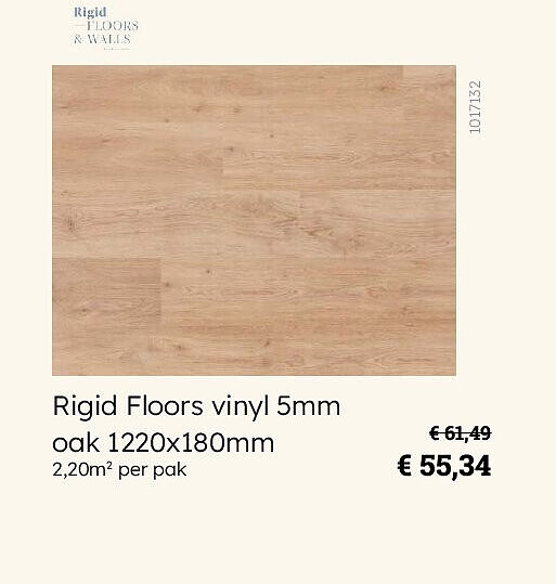 Rigid Floors vinyl 5mm oak 1220x180mm 2,20m2 per pak
