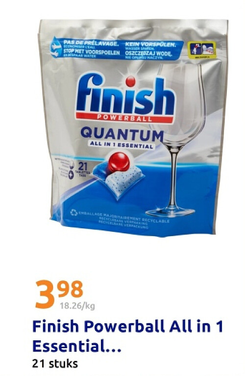 Finish Powerball All in 1 Essential vaatwastabletten Quantum