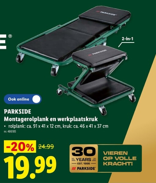 Montagerolplank en werkplaatskruk