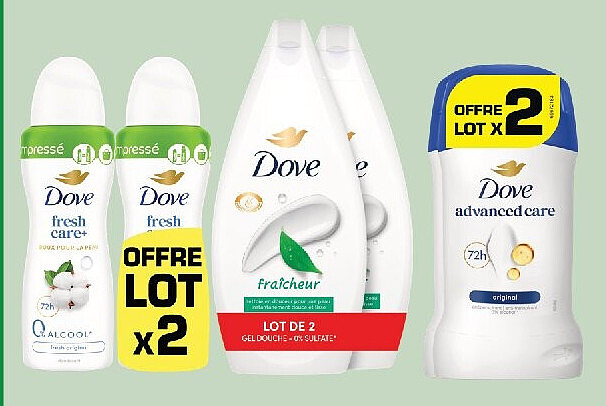 Dove lots de la gamme douche