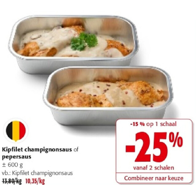 Kipfilet champignonsaus of pepersaus