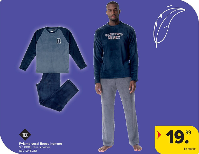 Pyjama coral fleece homme