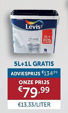 LEVIS MUUR & PLAFOND PRIMER 5L+1L GRATIS