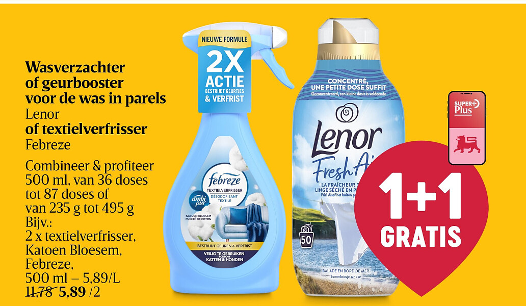 Wasverzachter of geurbooster voor de was in parels of textielverfrisser