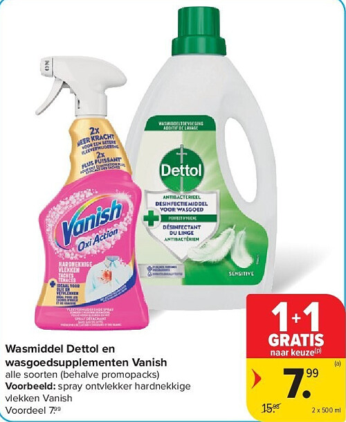 Wasmiddel Dettol en wasgoedsupplementen Vanish