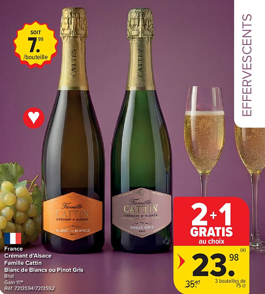 France Crémant d’Alsace Famille Cattin Blanc de Blancs ou Pinot Gris