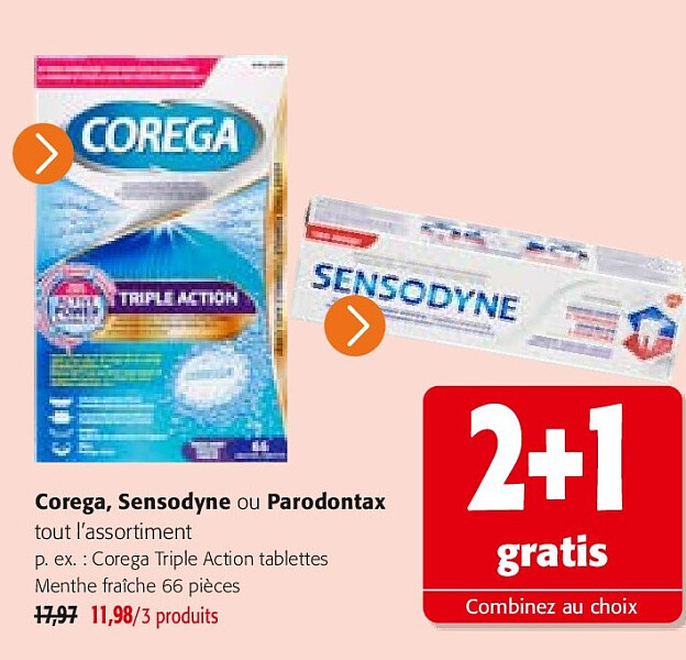Corega, Sensodyne ou Parodontax