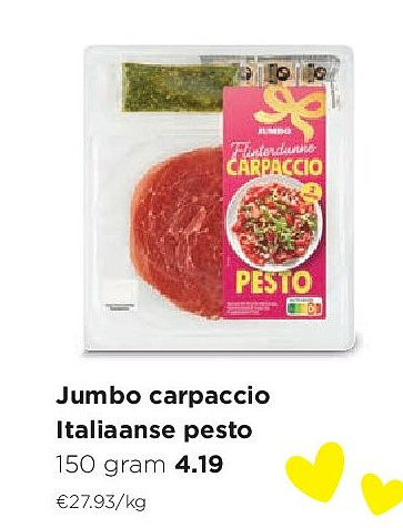 Jumbo carpaccio Italiaanse pesto
