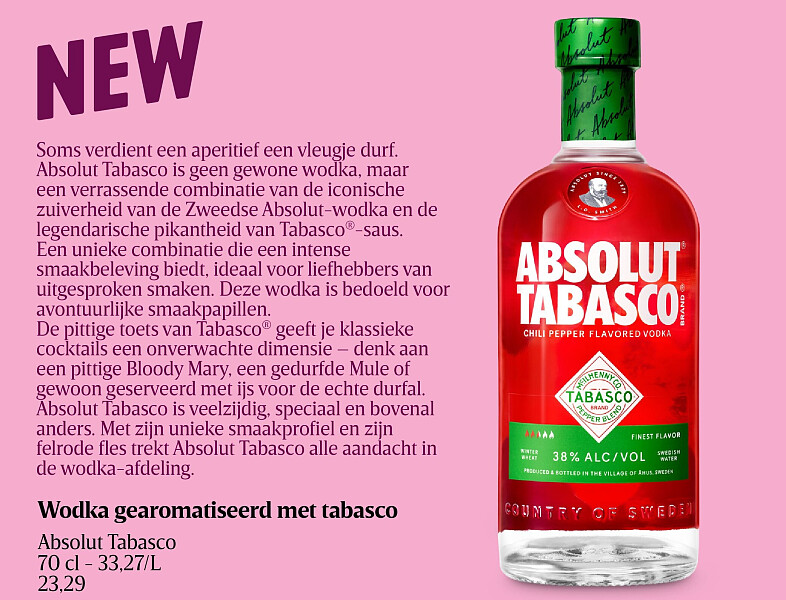 Wodka gearomatiseerd met tabasco