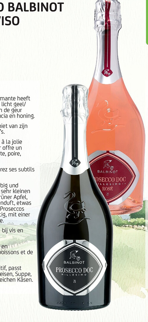 Prosecco Balbinot DOC Treviso Brut, Rosé 75 cl