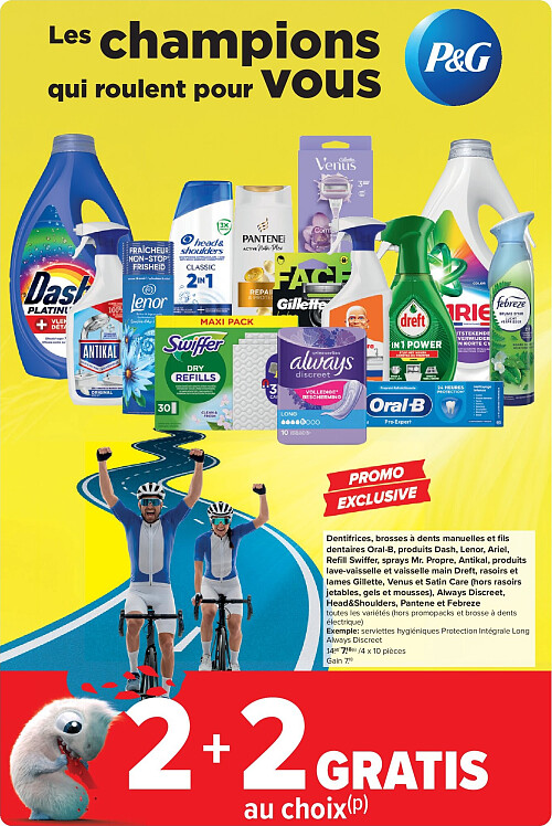 Dentifrices, brosses à dents manuelles et fils dentaires Oral-B, produits Dash, Lenor, Ariel, Refill Swiffer, sprays Mr. Propre, Antikal, produits lave-vaisselle et vaisselle main Dreft, rasoirs et lames Gillette, Venus et Satin Care