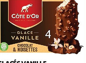 Bâtonnets glacés vanille, chocolat et noisettes Côte d'Or