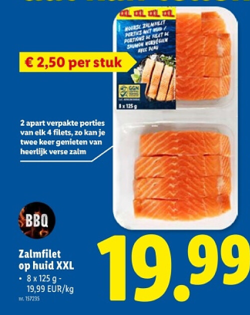 Zalmfilet op huid XXL
