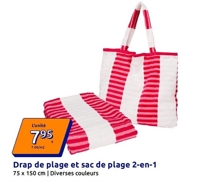 Drap de plage et sac de plage 2-en-1