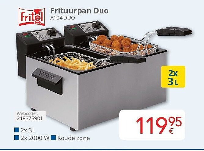 Fritel Frituurpan Duo A104 DUO