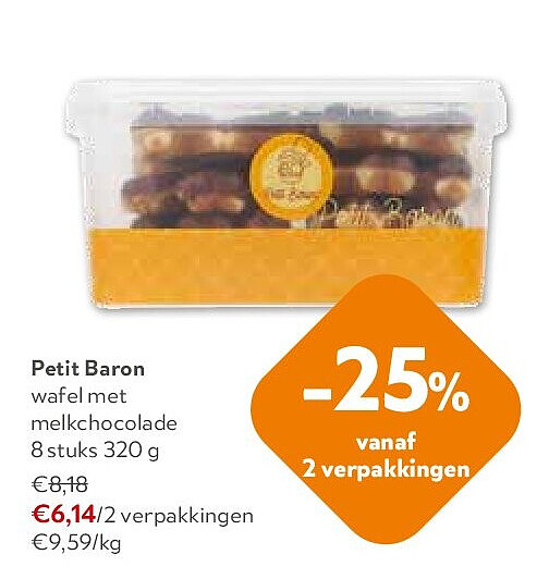 Petit Baron wafel met melkchocolade 8 stuks 320 g