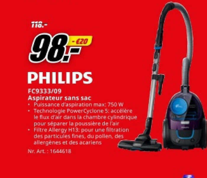 PHILIPS FC9333/09 Aspirateur sans saс