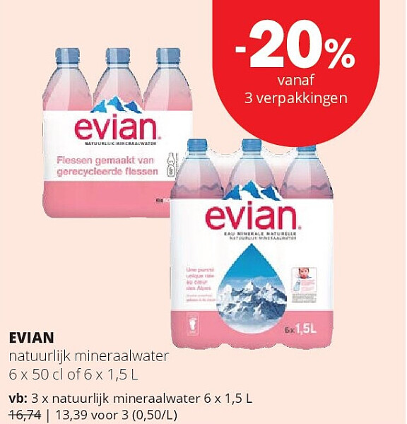 EVIAN natuurlijk mineraalwater 6 x 50 cl
