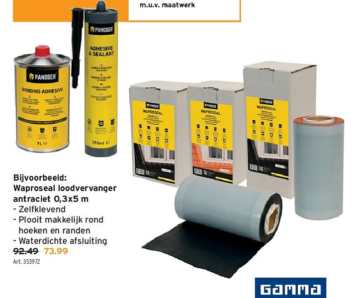 Waproseal loodvervanger antraciet 0,3x5 m