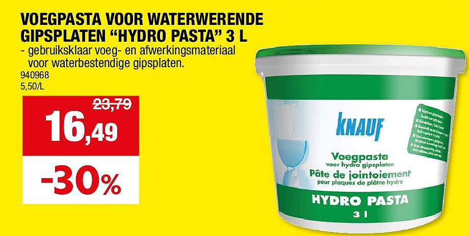 VOEGPASTA VOOR WATERWERENDE GIPSPLATEN “HYDRO PASTA” 3 L