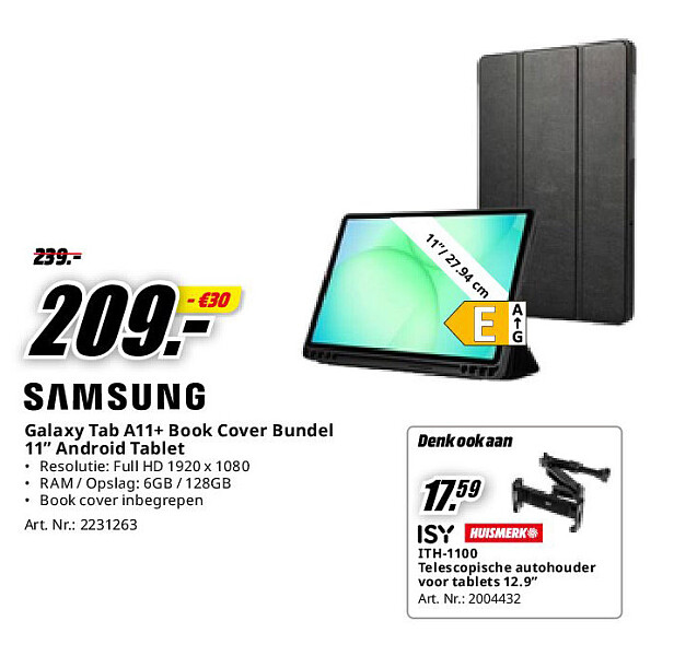 Samsung Galaxy Tab A11+ Book Cover Bundel 11” Android Tablet