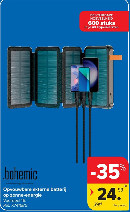 Opvouwbare externe batterij op zonne-energie