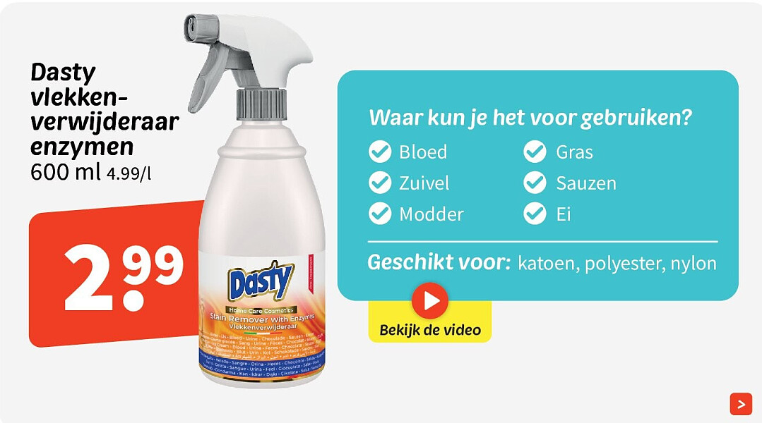 Dasty vlekkenverwijderaar enzymen