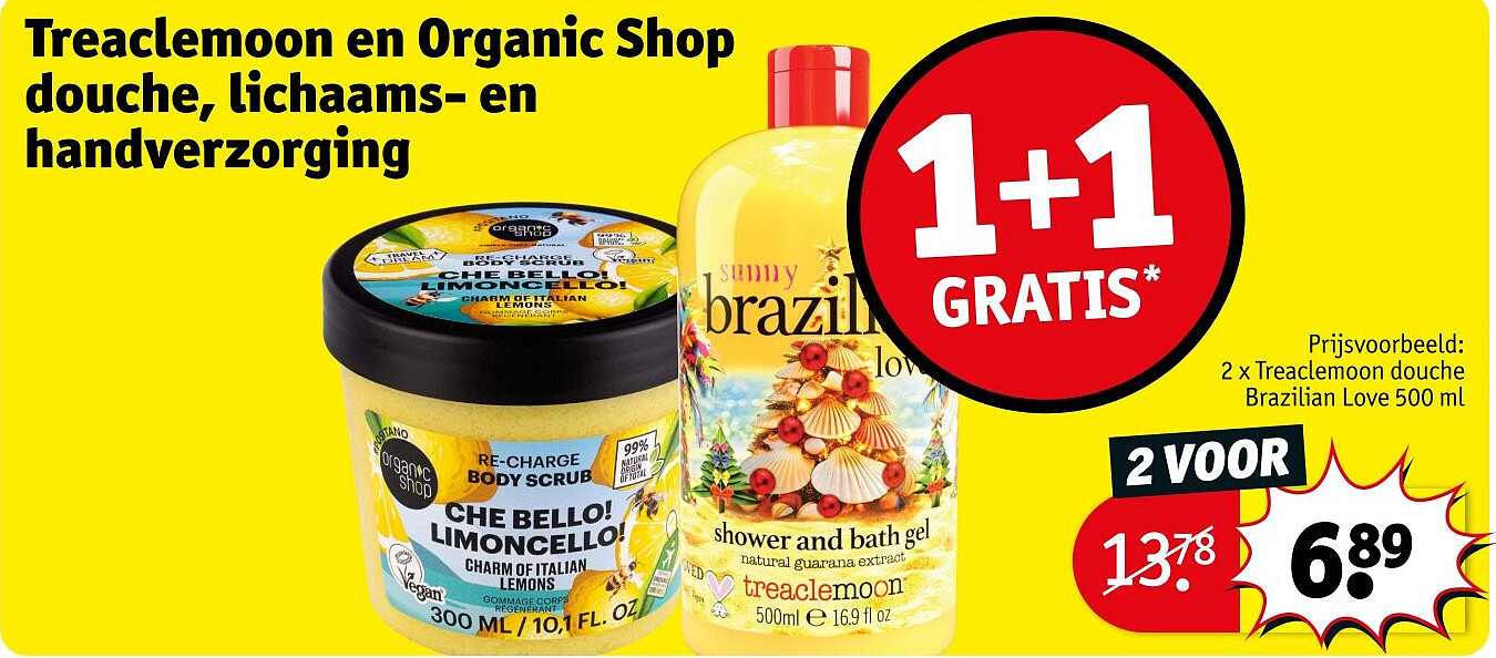 Treaclemoon en Organic Shop douche, lichaams- en handverzorging